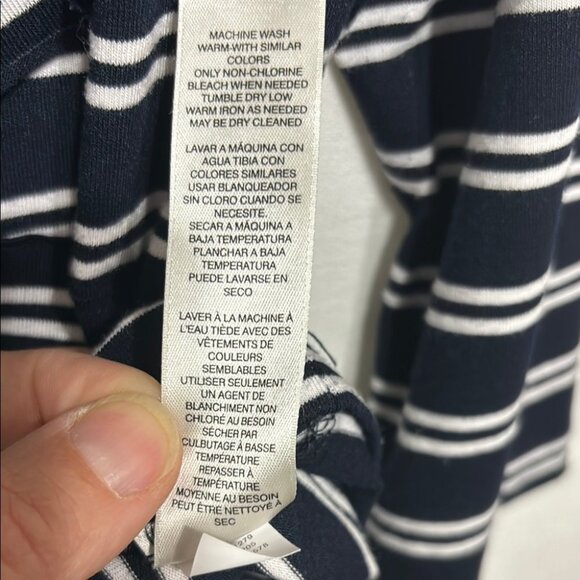 Chico's Navy Blue & White Striped 3/4 Sleeve Top, Women’s 8 - Picture 4 of 7